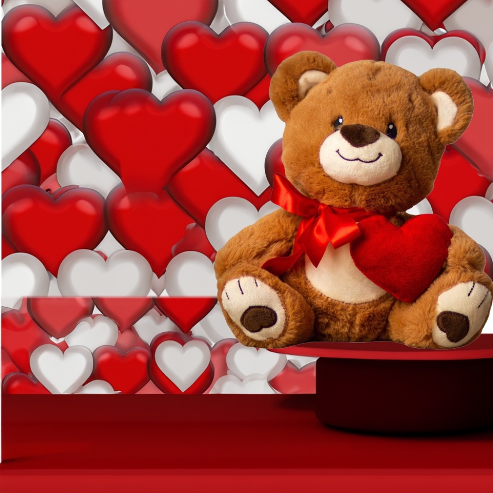 Teddy Bear Stuffed Animal Soft Plush Toy Brown Holding Heart Gift Bow Plushie, 9